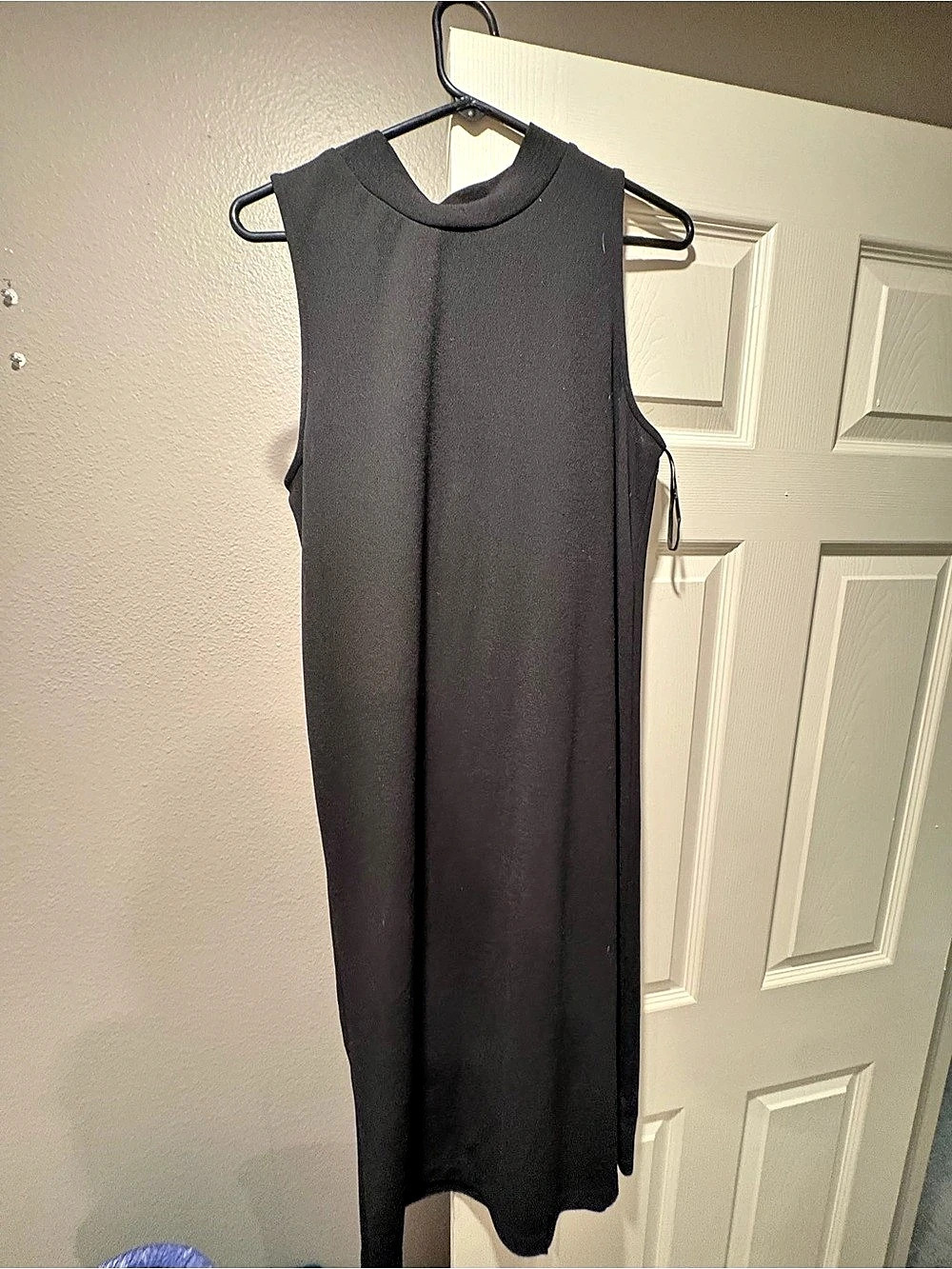 Lulus Tranquil Black Mock Neck Button-Back Dress, Large